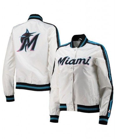 Women's White Miami Marlins Hometown Satin Full-Snap Jacket White $45.90 Jackets