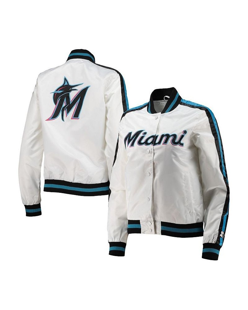 Women's White Miami Marlins Hometown Satin Full-Snap Jacket White $45.90 Jackets