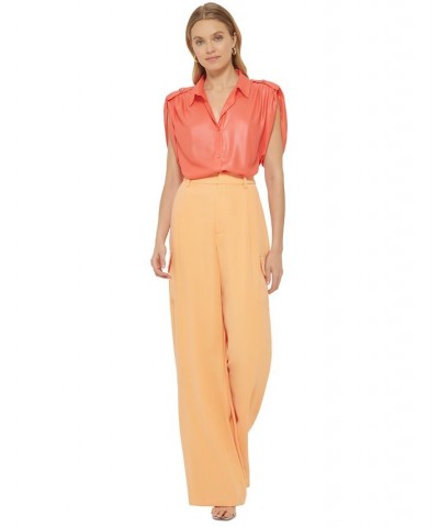 Women's High-Rise Wide-Leg Pants Canteloupe $49.98 Pants