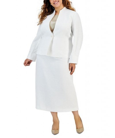 Plus Size Shimmer Tweed Jacket & Midi Skirt White $128.00 Suits