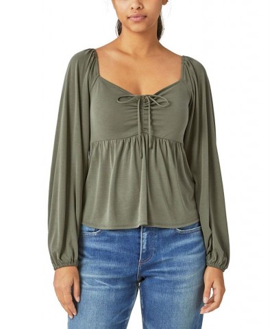 Women's Long-Sleeve Babydoll Top Green $37.37 Tops