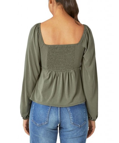 Women's Long-Sleeve Babydoll Top Green $37.37 Tops