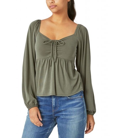 Women's Long-Sleeve Babydoll Top Green $37.37 Tops