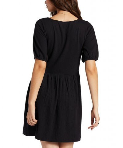 Juniors' All My Dreams Puff-Sleeve Mini Dress Anthracite $16.80 Dresses