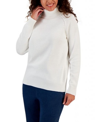 Petite Cotton Turtleneck Sweater White $17.69 Sweaters