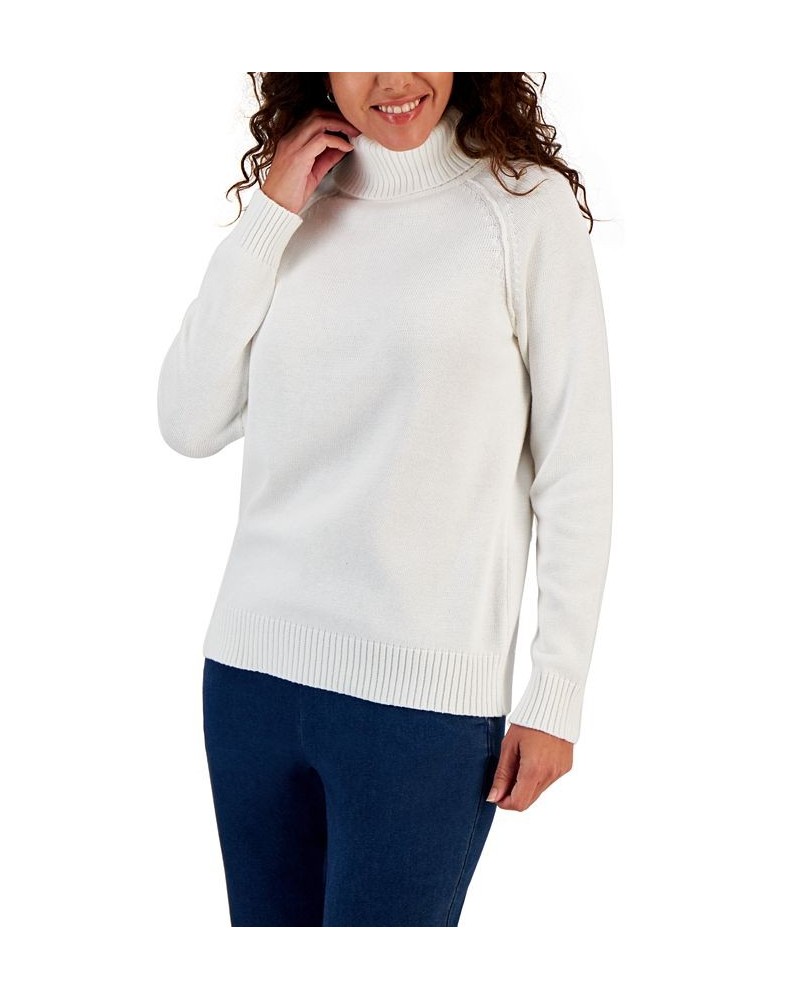 Petite Cotton Turtleneck Sweater White $17.69 Sweaters