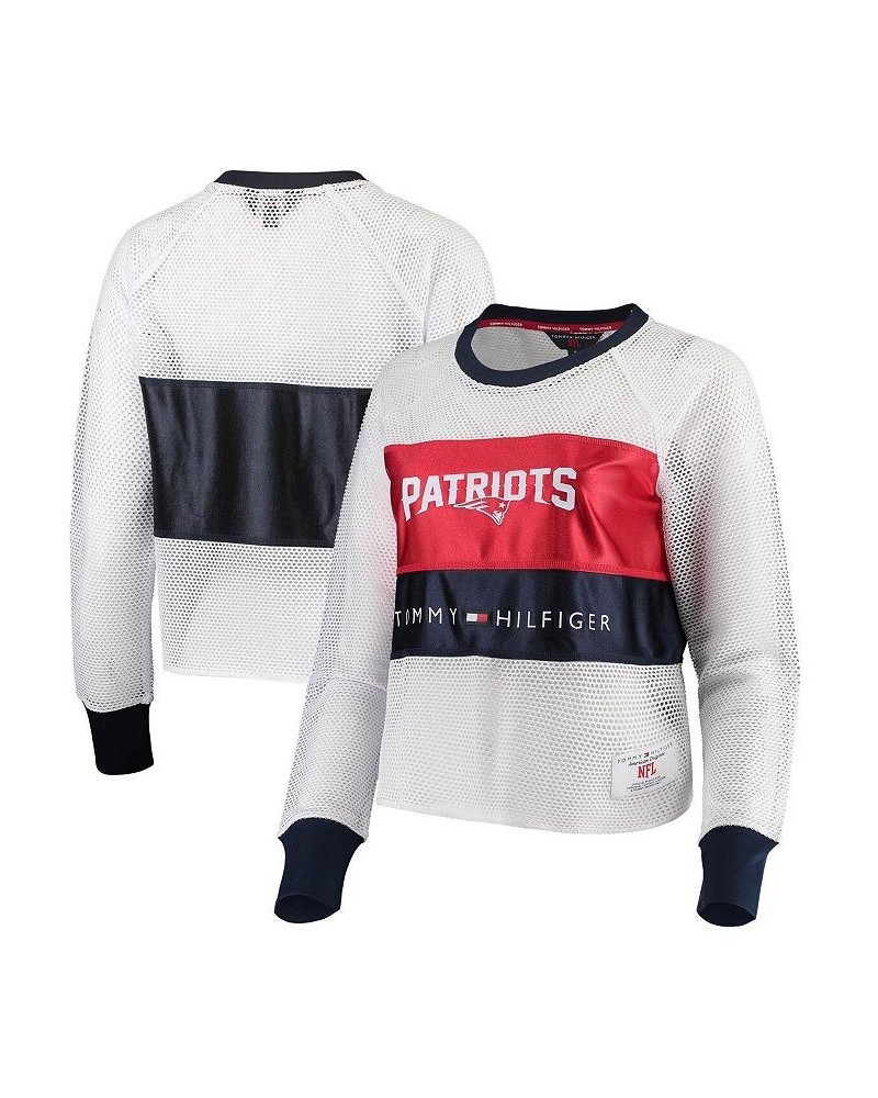 Women's White and Red New England Patriots Mesh Raglan Long Sleeve T-shirt White, Red $25.01 Tops