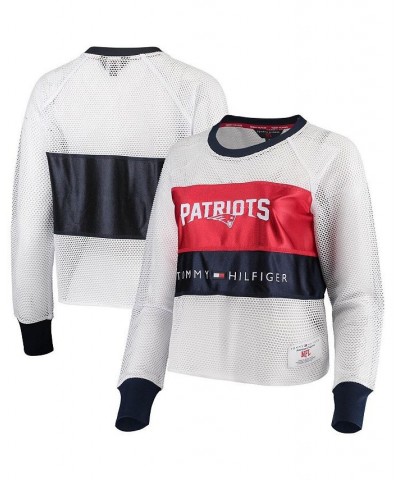 Women's White and Red New England Patriots Mesh Raglan Long Sleeve T-shirt White, Red $25.01 Tops