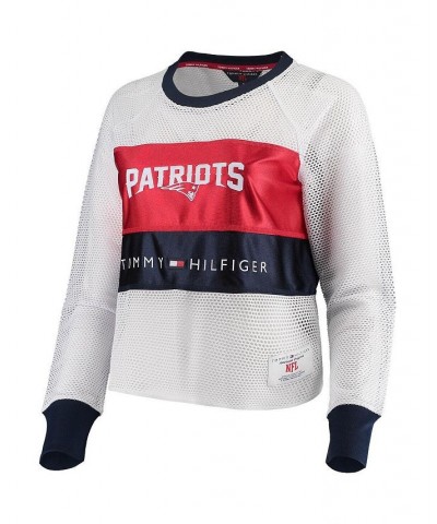 Women's White and Red New England Patriots Mesh Raglan Long Sleeve T-shirt White, Red $25.01 Tops