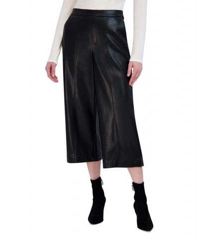 Women's High-Rise Cropped Faux Leather Pants Black $67.53 Pants