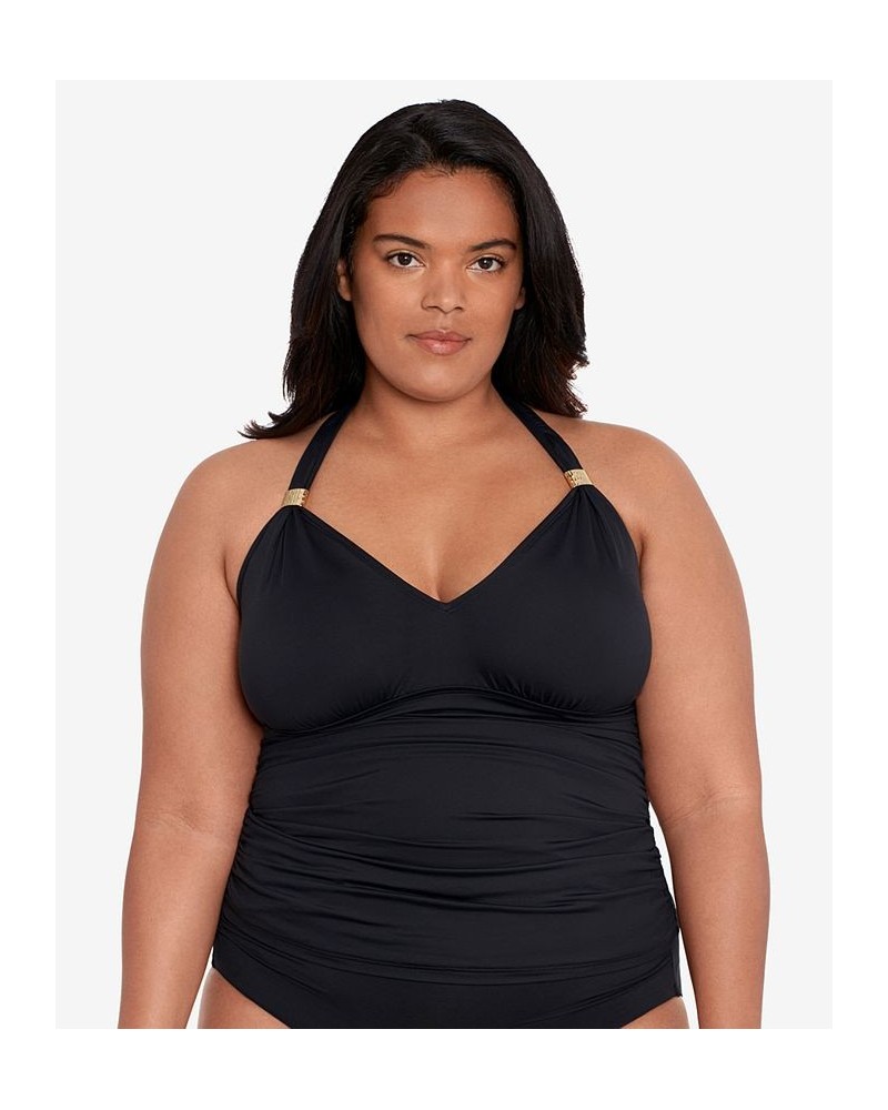 Plus Size Halter Tankini Top Black $48.75 Swimsuits