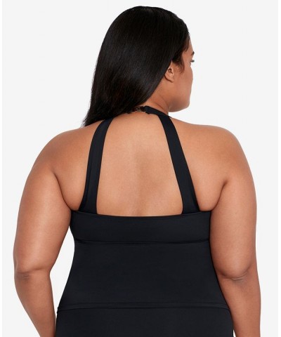 Plus Size Halter Tankini Top Black $48.75 Swimsuits