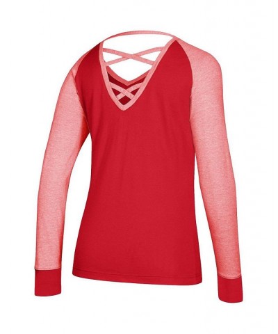 Women's Red Washington Capitals Contrast Long Sleeve T-shirt Red $28.55 Tops