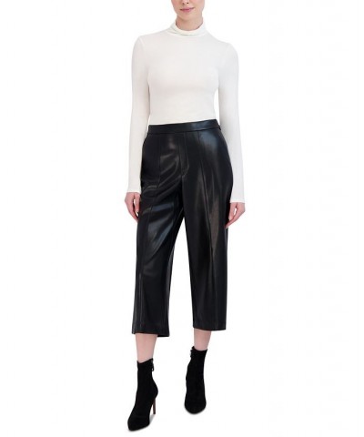 Women's High-Rise Cropped Faux Leather Pants Black $67.53 Pants