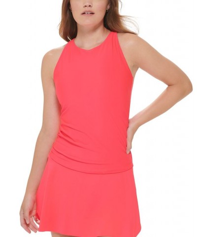 Women's Low-Impact High-Neck Tank Top Pink $21.47 Tops