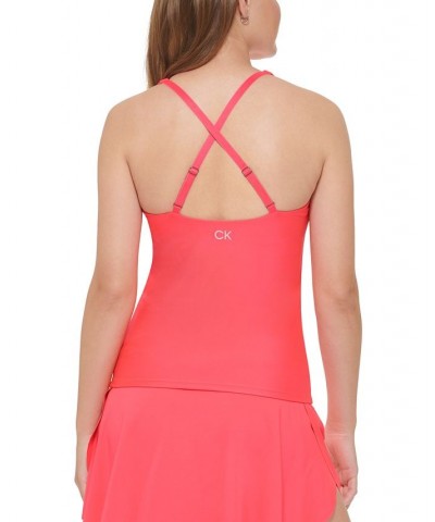 Women's Low-Impact High-Neck Tank Top Pink $21.47 Tops