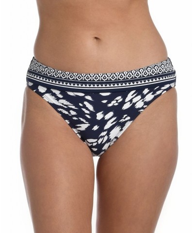 Women's Printed Tides Banded Hipster Bikini Bottoms Indigo & White Print $39.00 Swimsuits