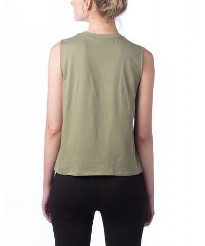 Women's Go-To Cropped Muscle Tank Top Green $22.04 Tops