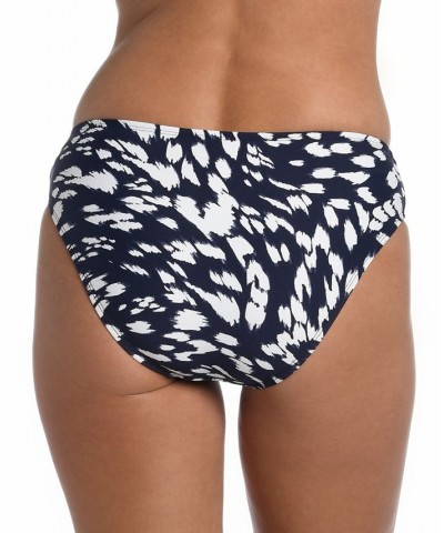 Women's Printed Tides Banded Hipster Bikini Bottoms Indigo & White Print $39.00 Swimsuits