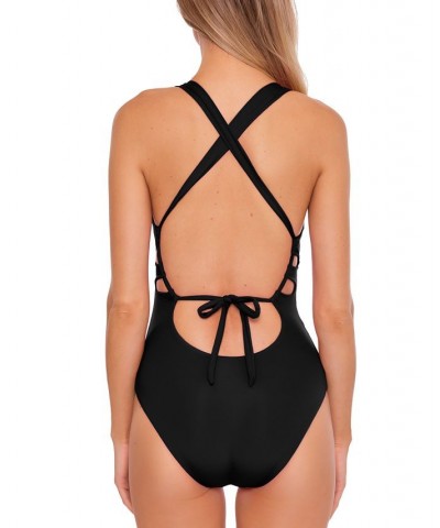 Women's Color Code Cutout One-Piece Swimsuit Black $71.04 Swimsuits