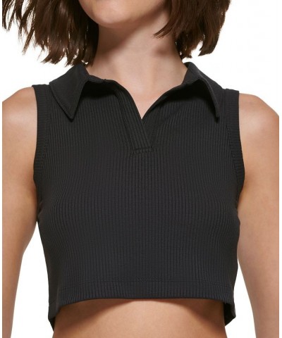 Perfomance Cropped Polo Tank Top Black $15.16 Tops