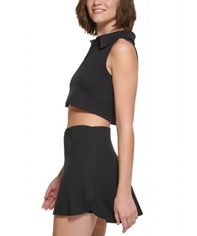 Perfomance Cropped Polo Tank Top Black $15.16 Tops