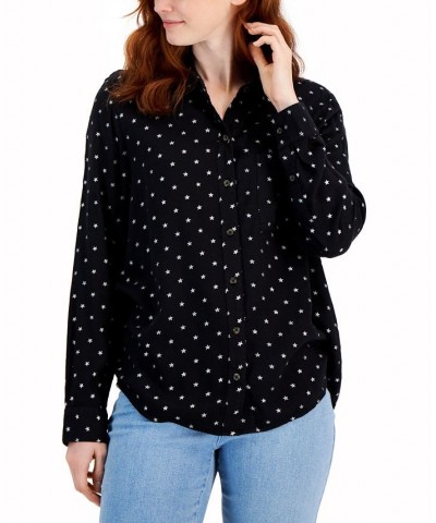 Petite Star-Print Perfect Shirt Black $15.44 Tops