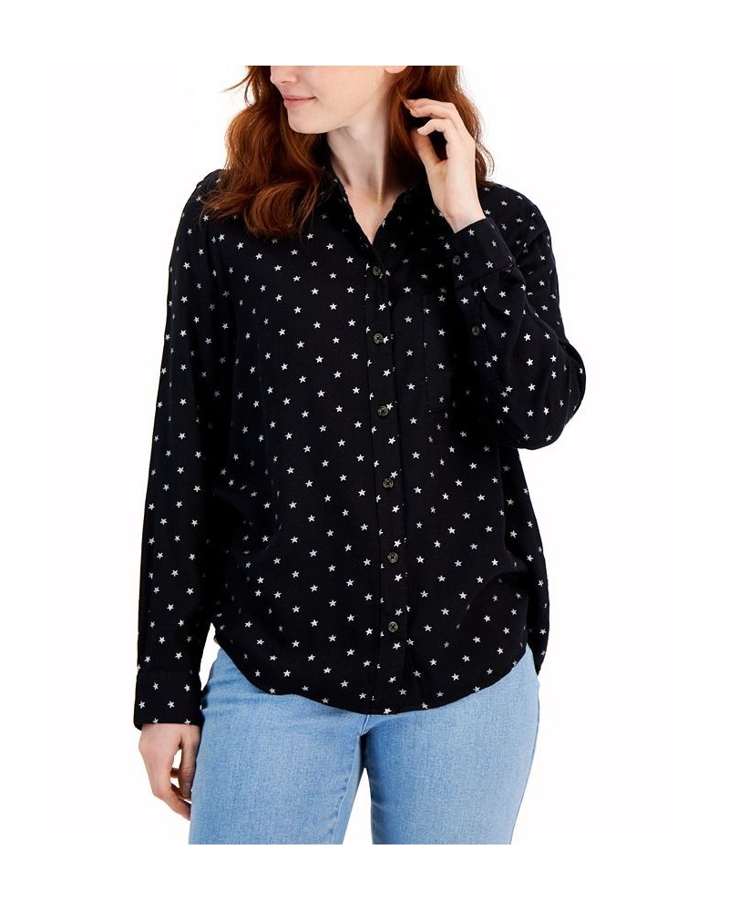 Petite Star-Print Perfect Shirt Black $15.44 Tops