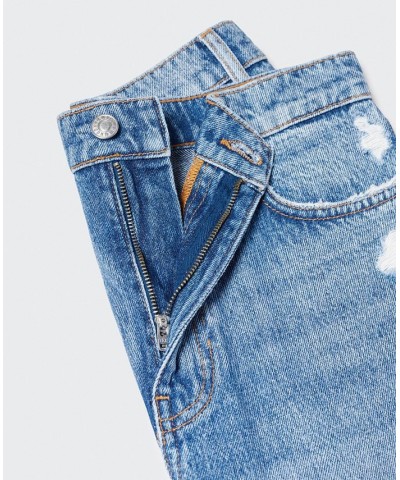 Women's High Waist Straight Jeans Medium Blue $49.49 Jeans