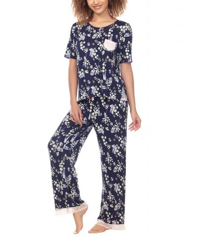 Women's Something Sweet Rayon Pant Pajama Set 2 Piece Ink Crystal $26.10 Sleepwear