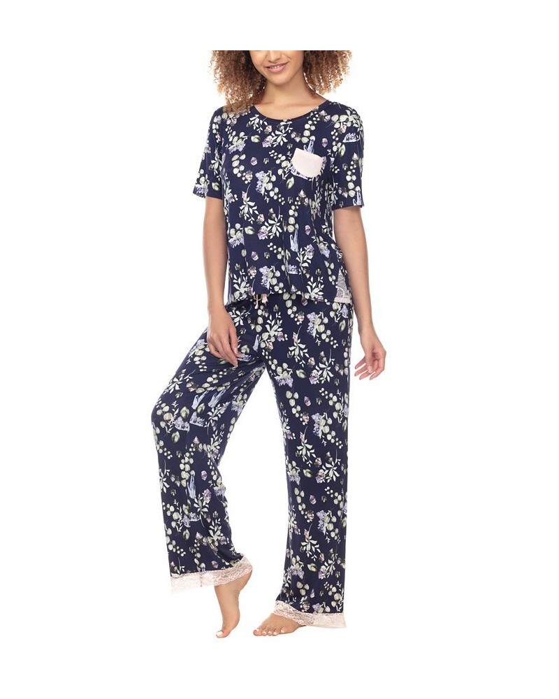 Women's Something Sweet Rayon Pant Pajama Set 2 Piece Ink Crystal $26.10 Sleepwear