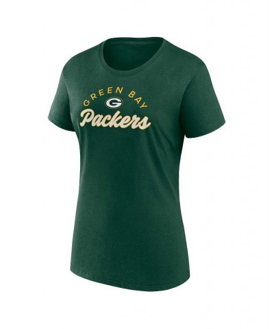 Women's Branded Green White Green Bay Packers Short and Long Sleeve T-shirt Combo Pack Green $34.19 Tops