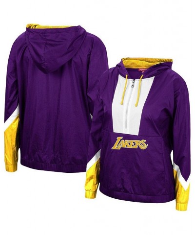 Women's Purple Los Angeles Lakers Half-Zip Windbreaker 2.0 Hoodie Purple $51.60 Jackets