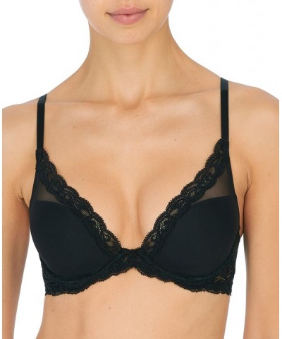 Feathers Contour Plunge Lace-Trim Bra 730023 Black $29.79 Bras