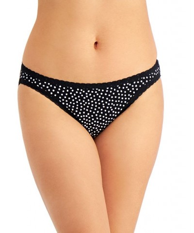 Women’s Lace Trim Bikini Underwear Black Whimsydot $8.63 Panty