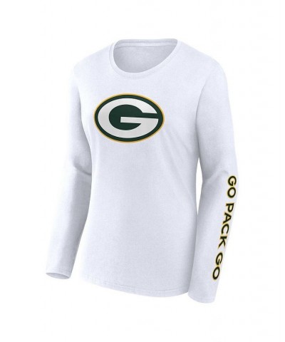 Women's Branded Green White Green Bay Packers Short and Long Sleeve T-shirt Combo Pack Green $34.19 Tops