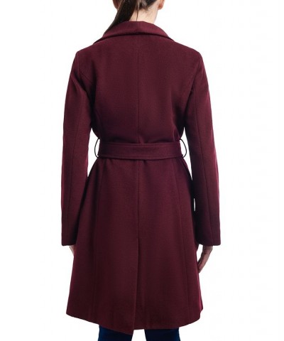 Women's Asymmetric Belted Wrap Coat Red $96.00 Coats