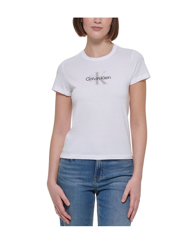 Women's Blur-Logo Graphic T-Shirt White $13.09 Tops