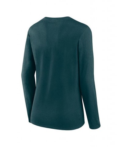 Women's Branded Midnight Green Philadelphia Eagles Plus Size Measure Distance Scoop Neck Long Sleeve T-shirt Green $28.99 Tops