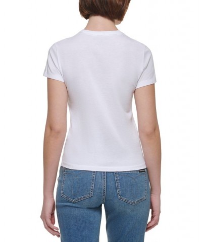 Women's Blur-Logo Graphic T-Shirt White $13.09 Tops