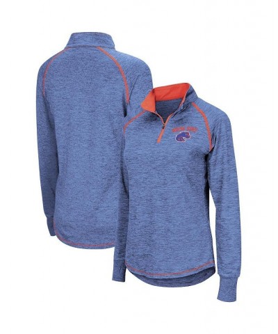 Women's Royal Boise State Broncos Bikram Quarter-Zip Pullover Jacket Blue $28.59 Jackets