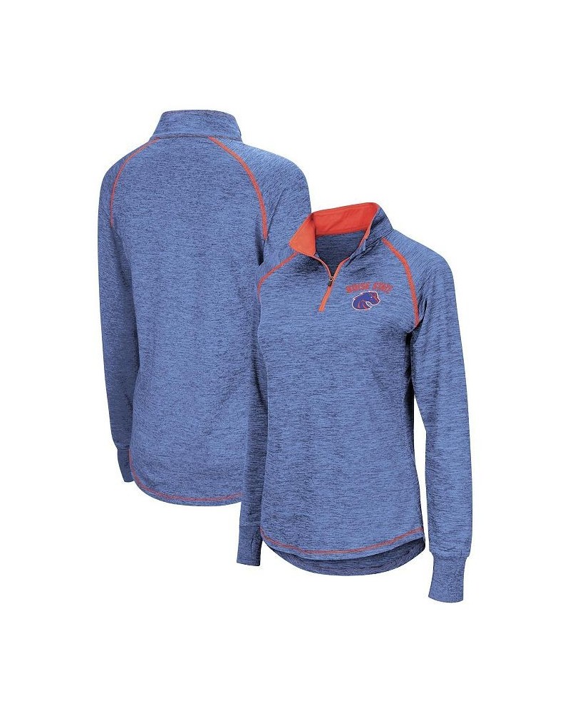 Women's Royal Boise State Broncos Bikram Quarter-Zip Pullover Jacket Blue $28.59 Jackets