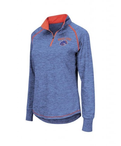 Women's Royal Boise State Broncos Bikram Quarter-Zip Pullover Jacket Blue $28.59 Jackets