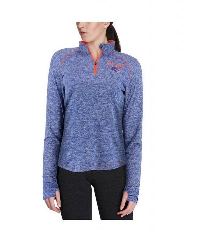 Women's Royal Boise State Broncos Bikram Quarter-Zip Pullover Jacket Blue $28.59 Jackets