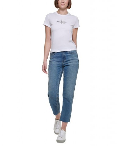 Women's Blur-Logo Graphic T-Shirt White $13.09 Tops