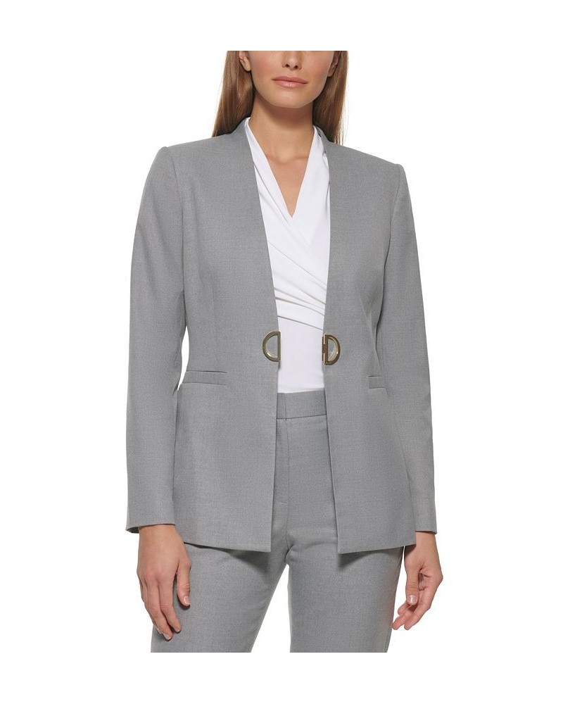 Petite Collarless D-Ring Jacket Grey Heather $41.86 Jackets