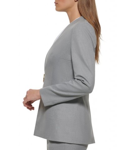 Petite Collarless D-Ring Jacket Grey Heather $41.86 Jackets