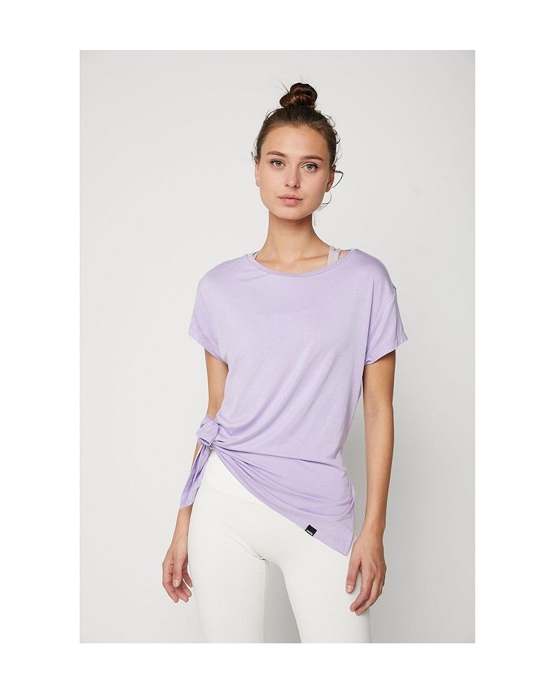 Iris Tie Tee for Women Lilac $24.80 Tops