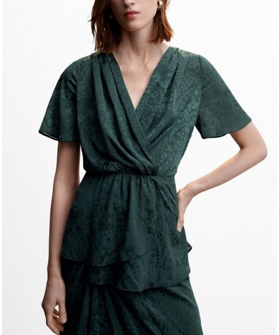 Women's Jacquard Flowy Blouse Green $38.40 Tops