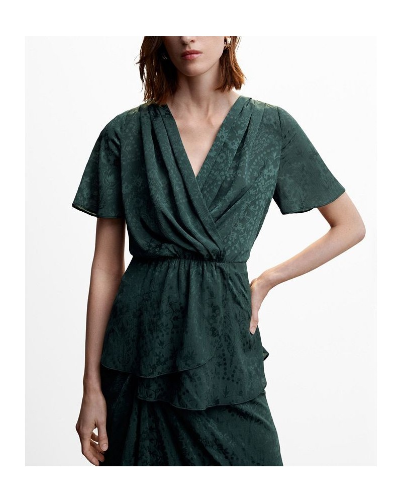 Women's Jacquard Flowy Blouse Green $38.40 Tops